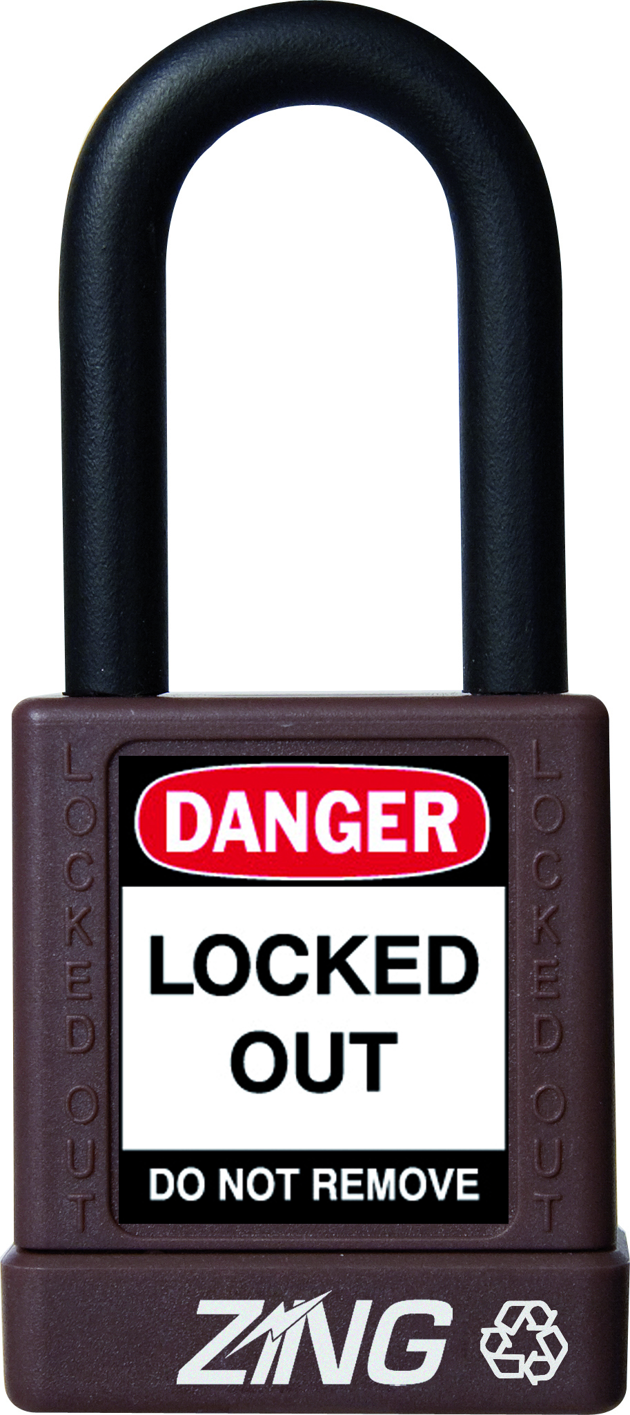 ZING RecycLock Safety Padlock, Keyed Alike, 1-1/2" Shackle, 1-3/4" Body, Brown