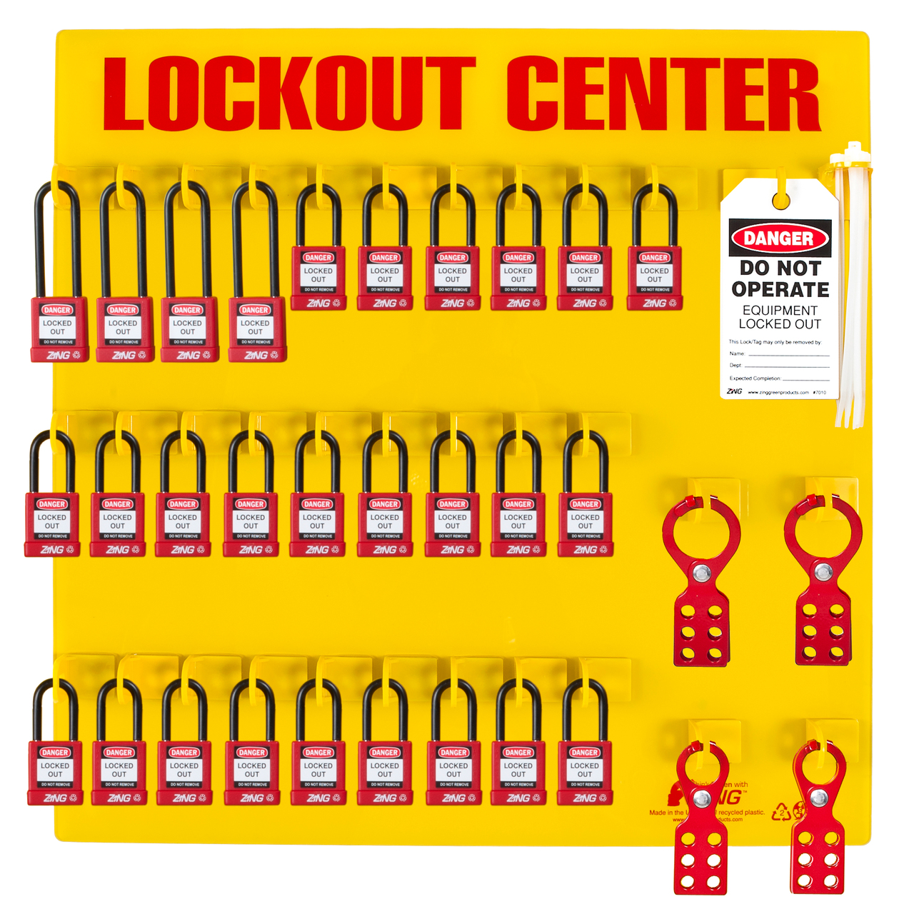 ZING 7116 RecycLockout Lockout Station, 28 Padlock, Stocked 