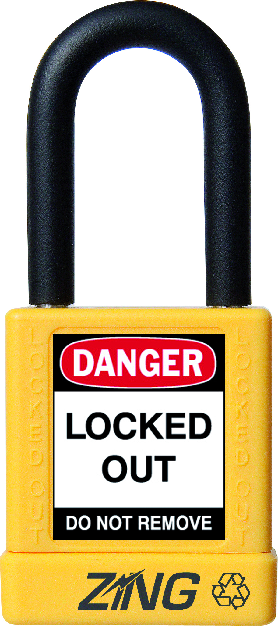 ZING RecycLock Safety Padlock, Keyed Alike, 1-1/2" Shackle, 1-3/4" Body, Yellow