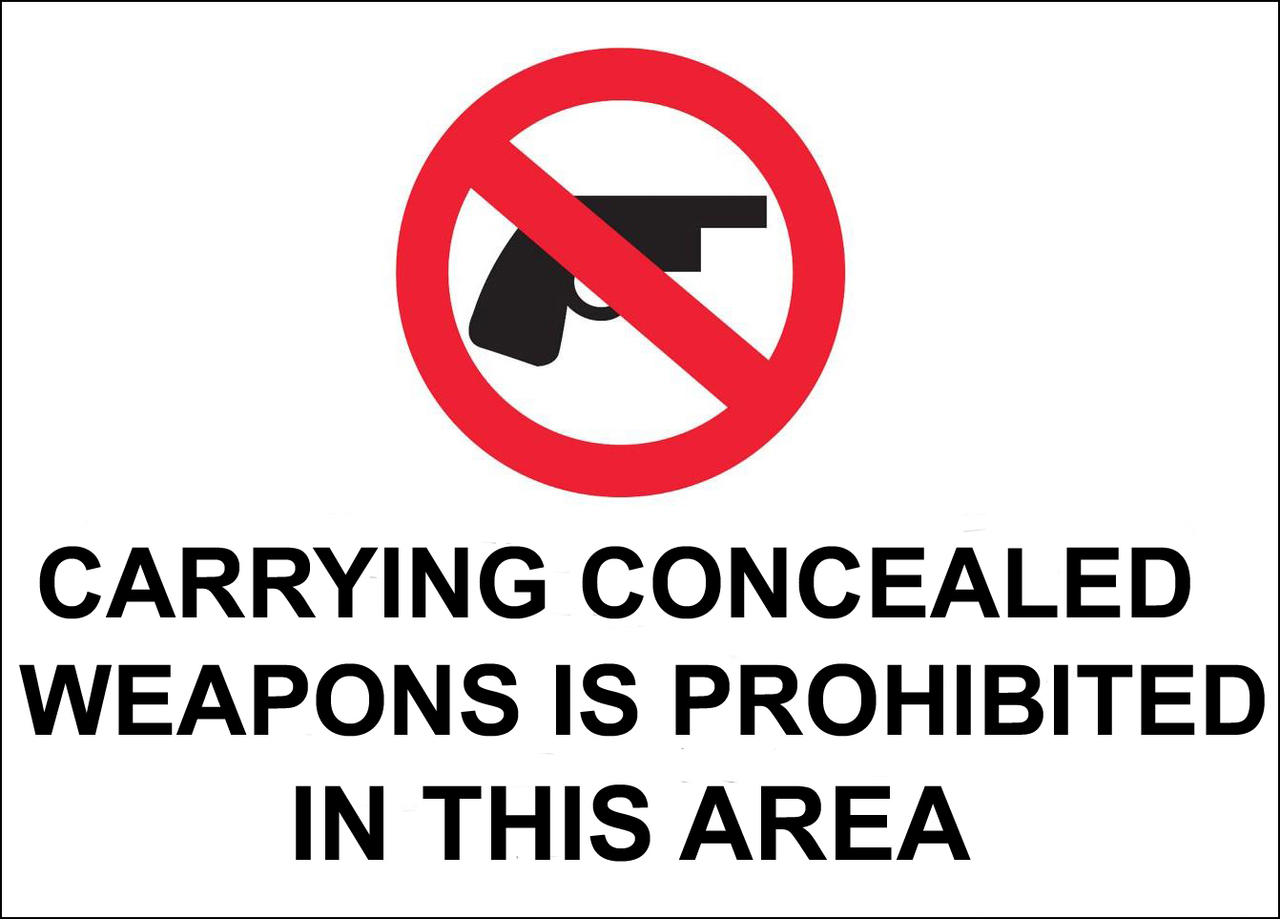 ZING 2749 Concealed Carry Sign, Concealed Weapons Prohibited, 10Hx14W, Recycled Aluminum 