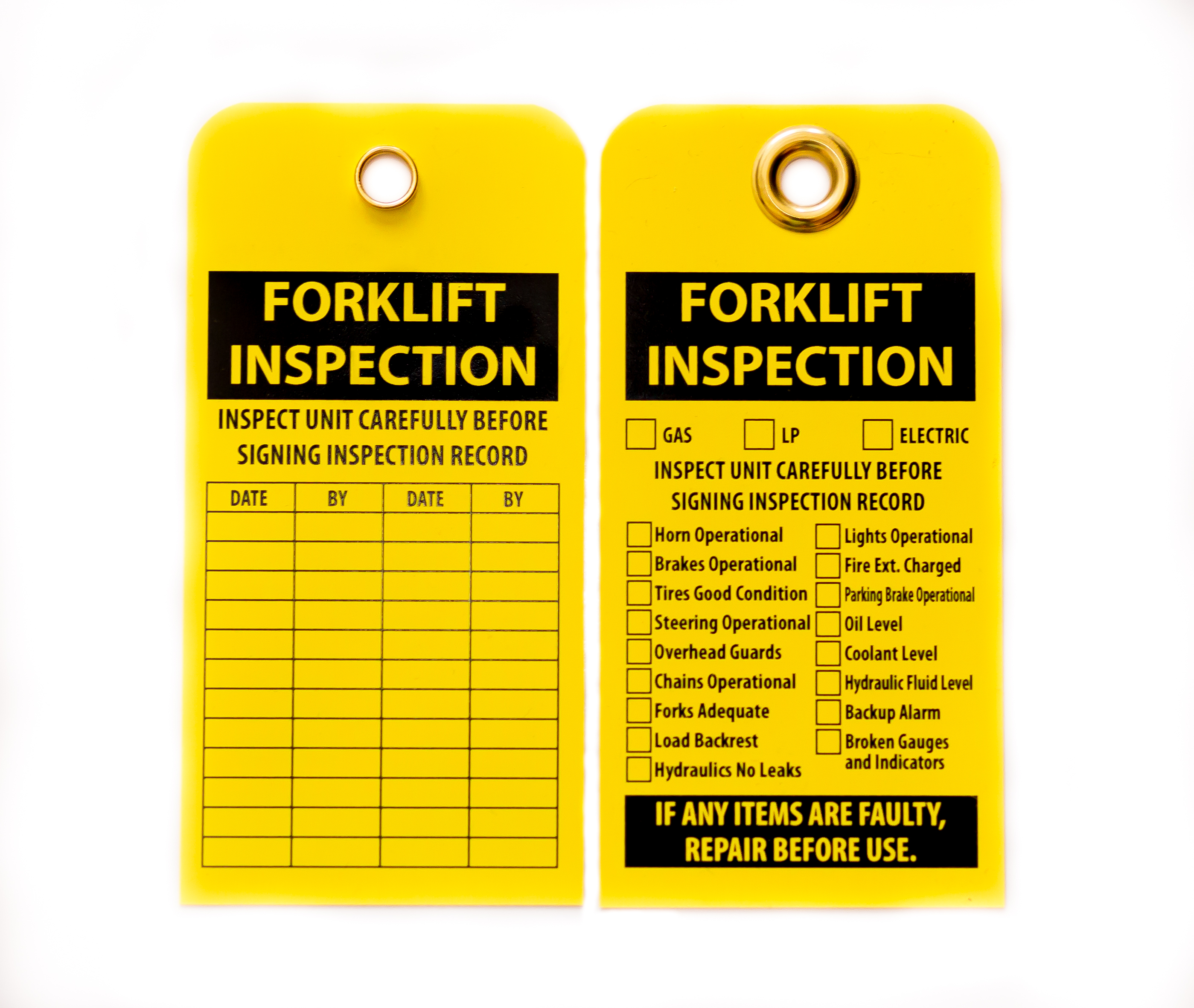 Lockout Tag, Forklift Inspection, 10/pk 