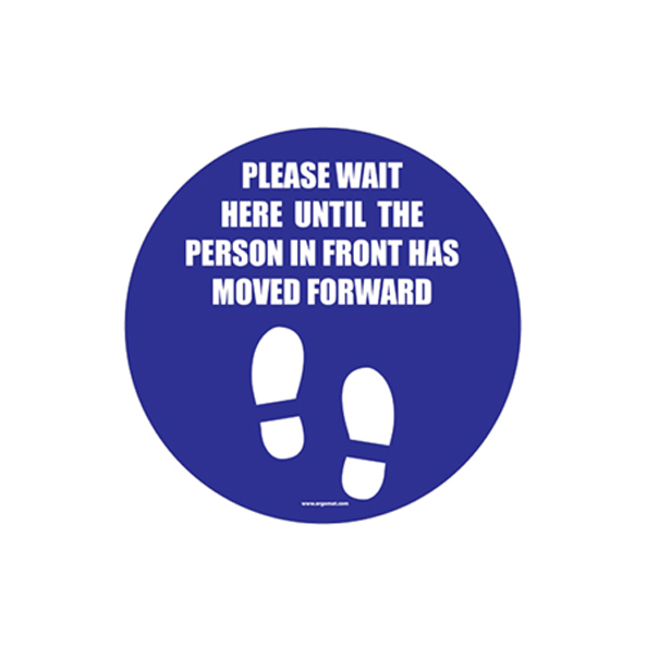 Social Distancing Floor Sign, Please Wait Here, 12" x 12" 