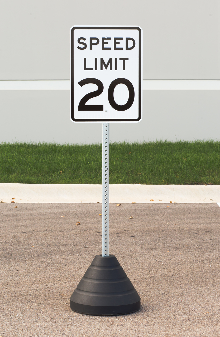 ZING Eco Traffic Sign w/Mounting Post and Base, Speed Limit 20, 24Hx18W, Engineer Grade Prismatic, Recycled Aluminum