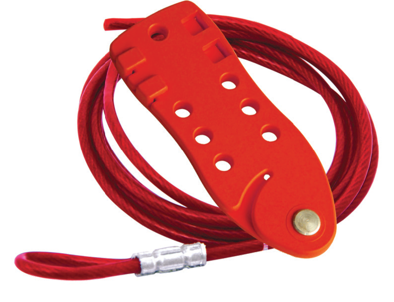 Cable Lockout Device, Red With 6 ft. Cable, 7-Holes 