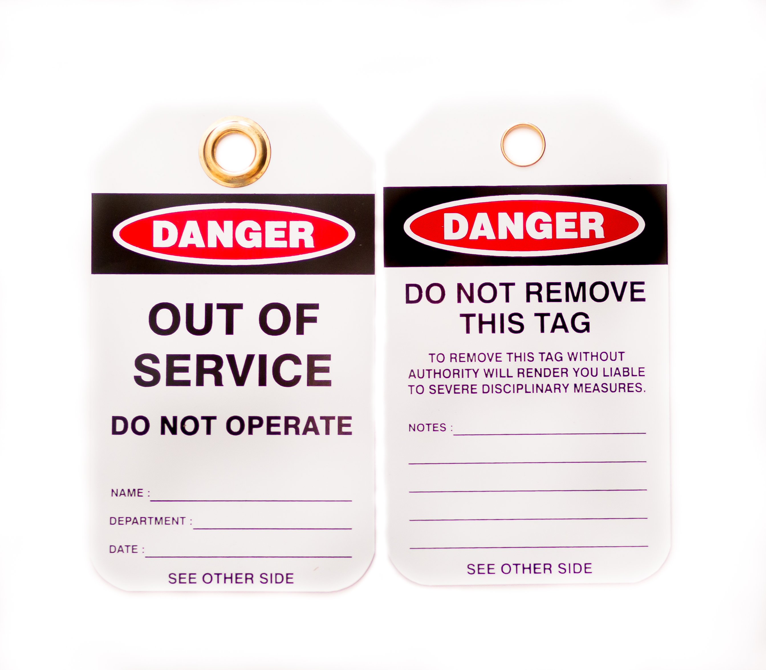 Lockout Tags, Out of Service, 10/pk 