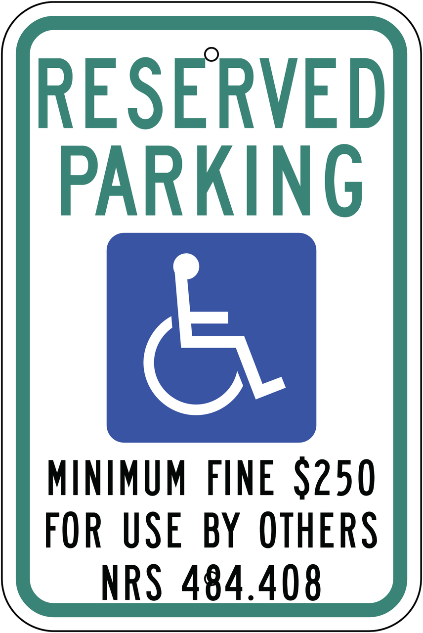 ZING 2695 Eco Parking Sign, Handicapped Reserved Parking, Nevada, 18Hx12W, Engineer Grade Prismatic, Recycled Aluminum 