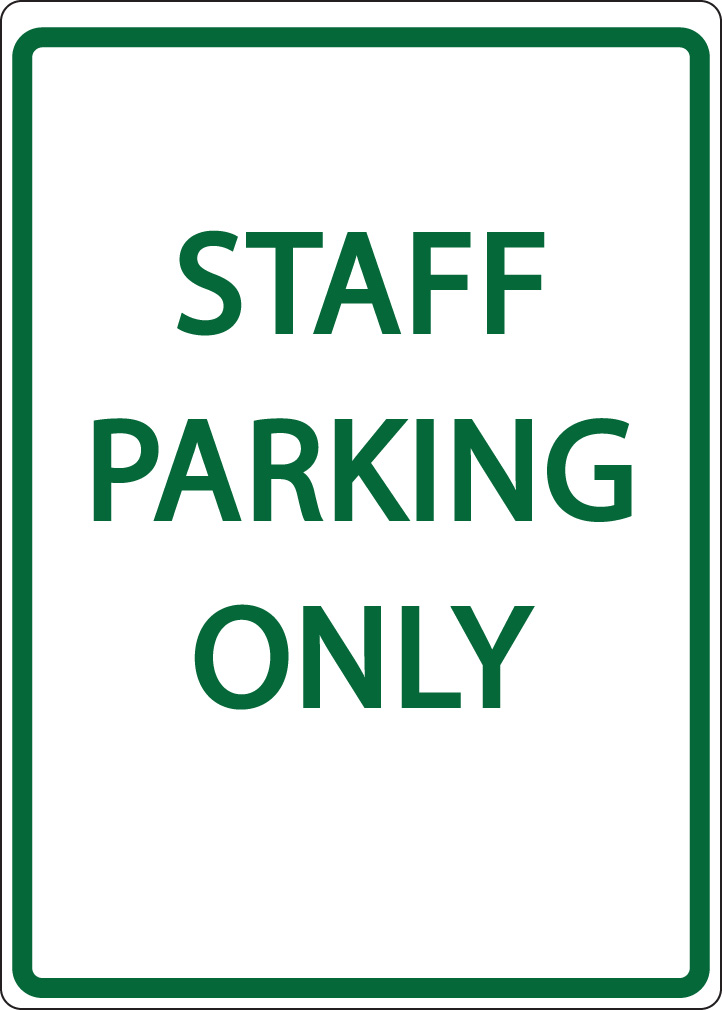 ZING Eco Parking Sign, STAFF PARKING ONLY, 18Hx12W, Engineer Grade Prismatic, Recycled Aluminum