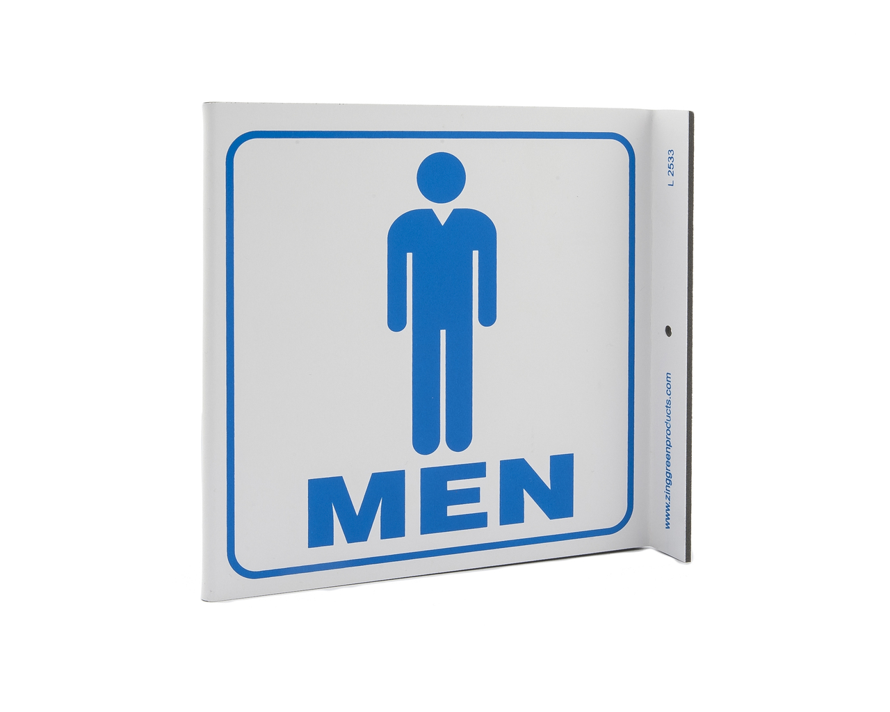 ZING 2533 Eco Public Facility L Sign, Restroom Men, 7Hx2.5Wx7D, Recycled Plastic 