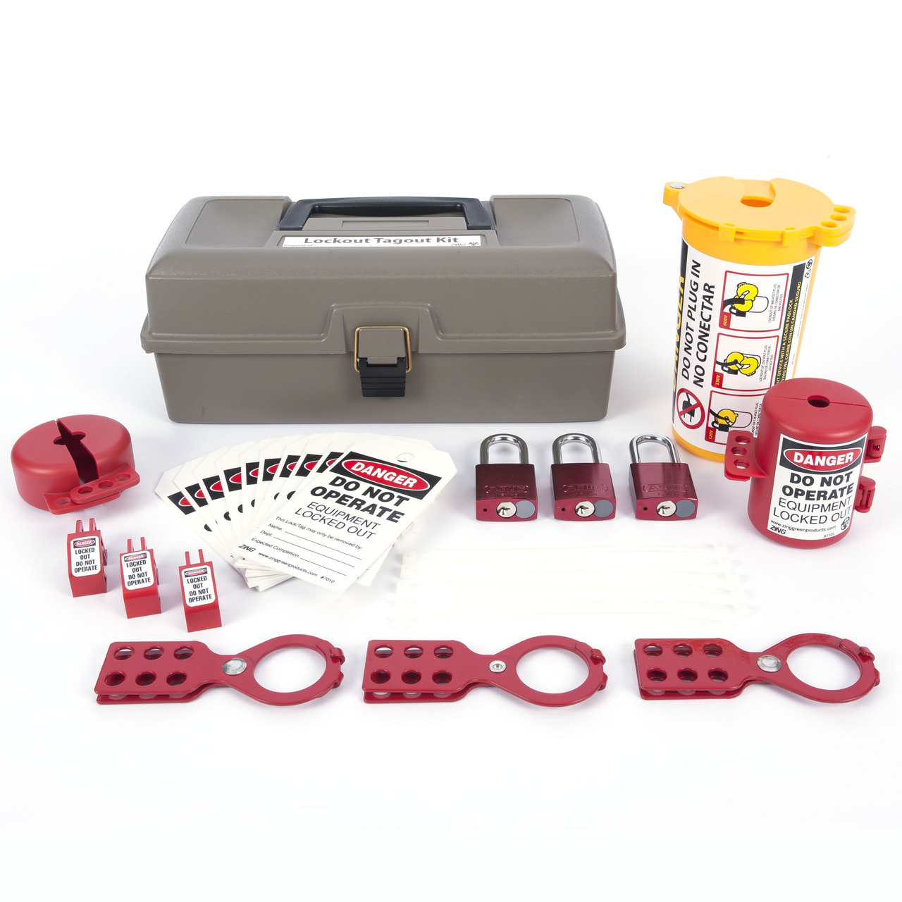 Deluxe Lockout Tagout Toolbox Kit, Aluminum Padlocks, 32 Components, Recycled Materials, Deluxe Tool Box 