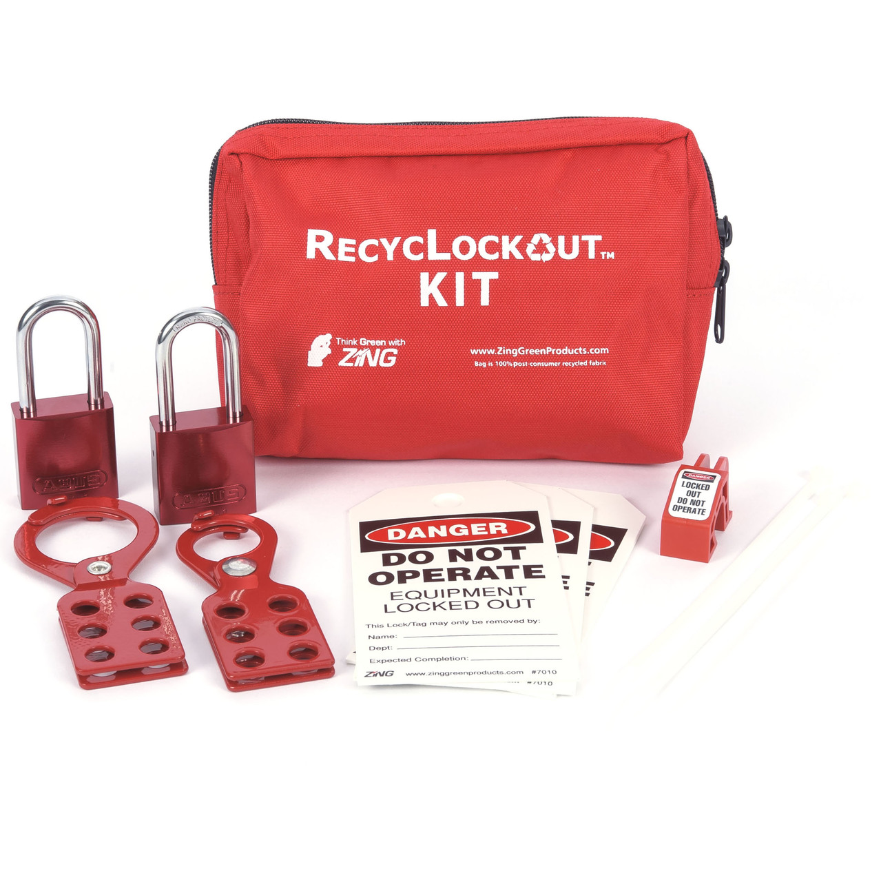 2731 General Application Lockout Tagout Pouch Kit, Aluminum Padlocks, 11 Components, Recycled Materials 