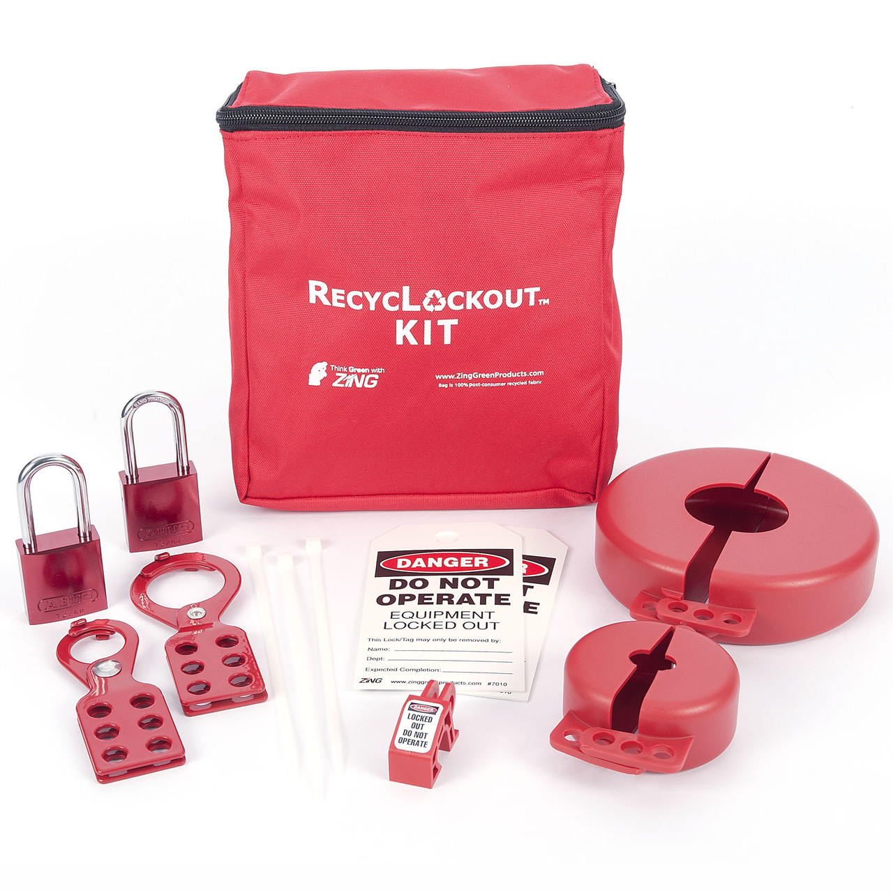 2732 Valve Lockout Pouch Kit, Aluminum Padlocks, 12 Components, Recycled Materials 