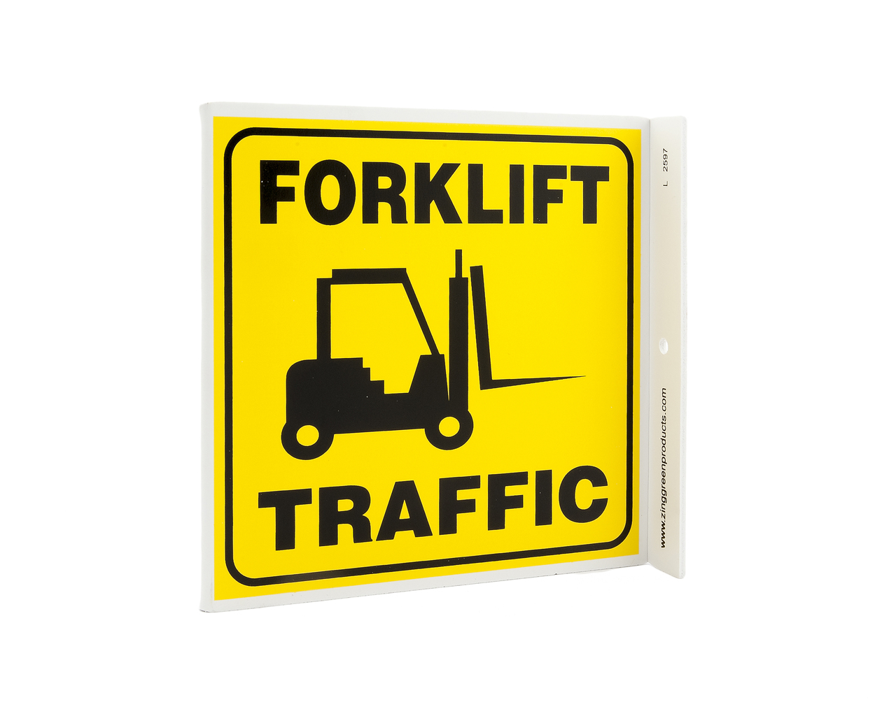 ZING 2597 Eco Safety L Sign, Forklift Traffic, 7Hx2.5Wx7D, Recycled Plastic 