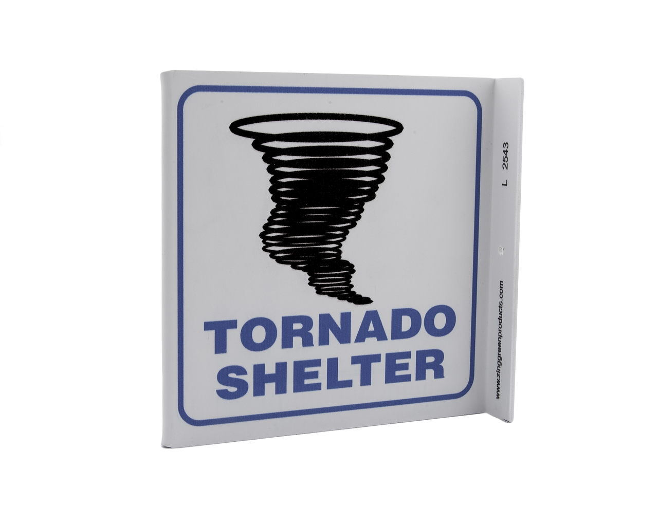 ZING 2543 Eco Safety L Sign, Tornado Shelter, 7Hx2.5Wx7D, Recycled Plastic 