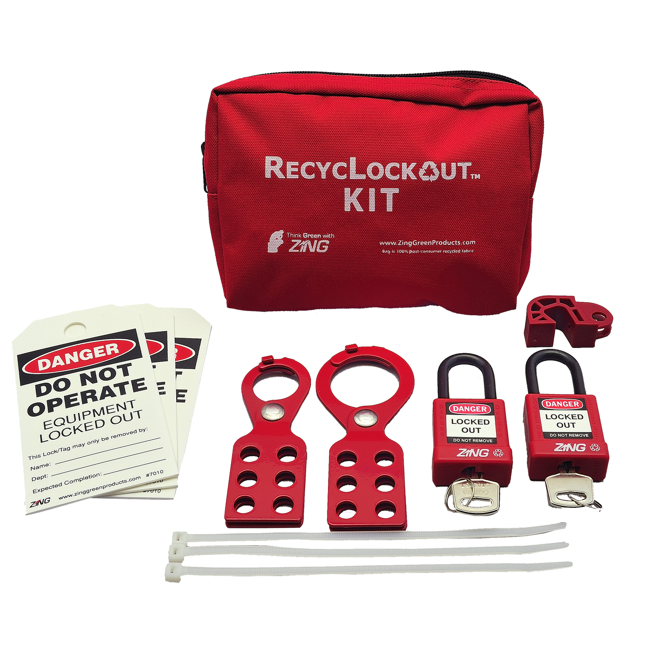 ZING 7119 Lockout Tagout Kit, 11 Component, General Application 